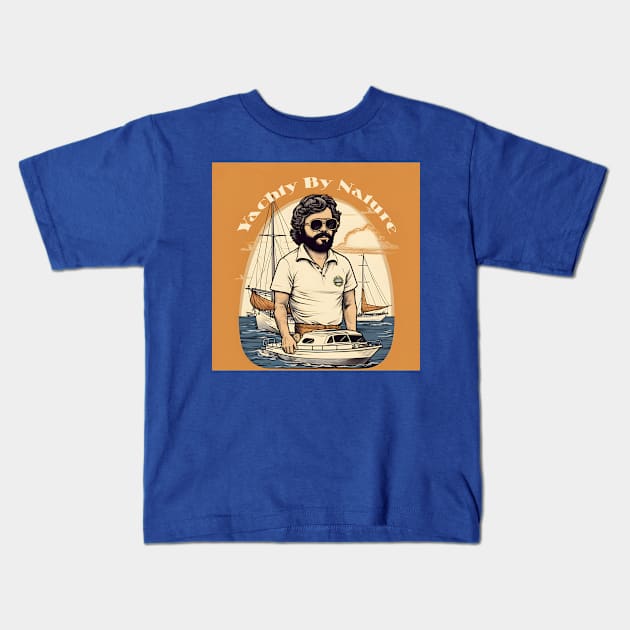 Yachty By Nature Yacht Rock Sailing Nautical Kids T-Shirt by Grassroots Green